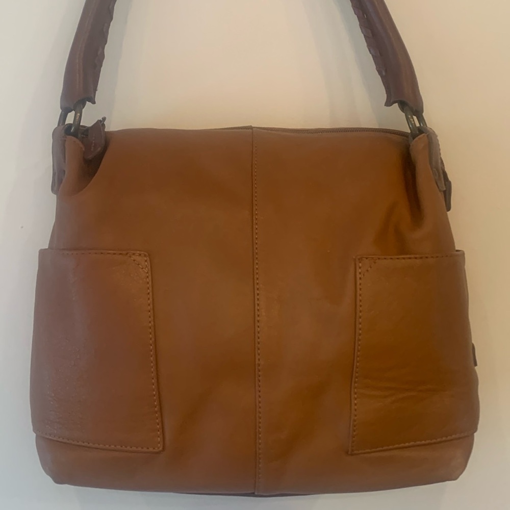 Sundance tan genuine leather slouch shoulder bag